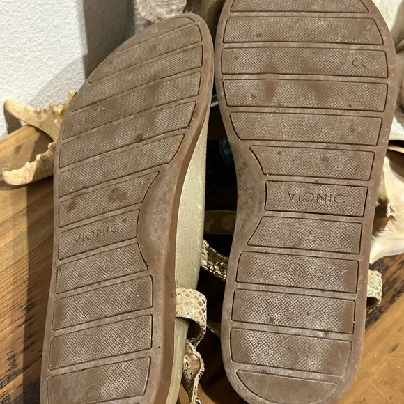 Vionic Gold Snake Print Sandals with Crystal Accents - Picture 7 of 13